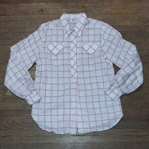 Vintage Laura Mae Plaid Button-Up Shirt - Purple and White